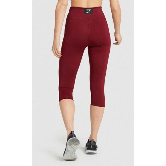 Gymshark Burgundy Claret Cropped Capri Athletic Leggings XS NWOT - Picture 8 of 9